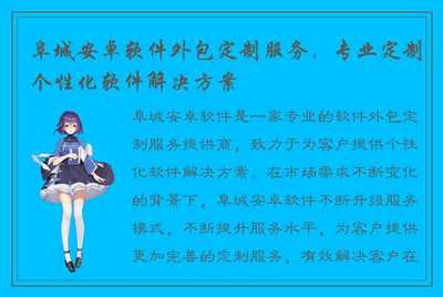 阜城安卓软件外包定制服务,专业定制个性化软件解决方案