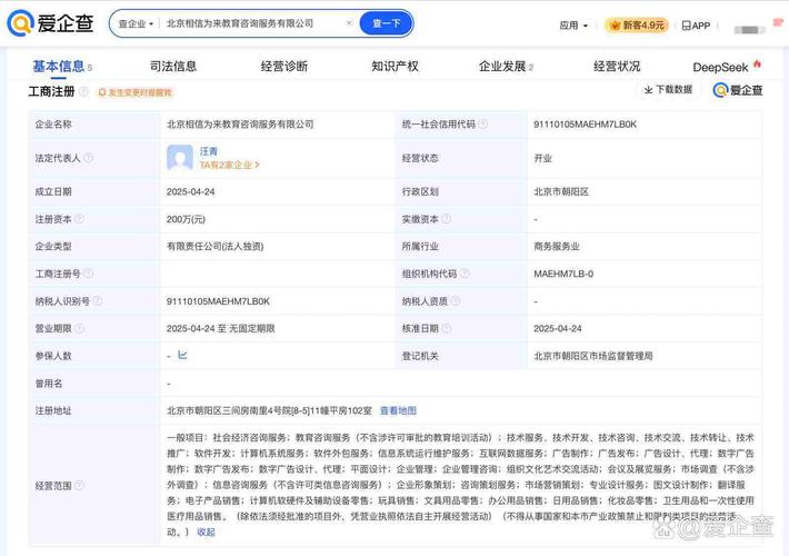 为汪青,注册资本200万元人民币,经营范围包括软件外包服务